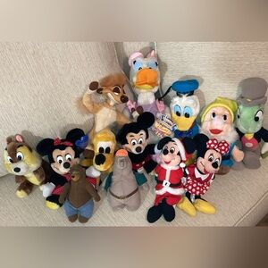 LOT OF 13 VINTAGE NEW & PRE LOVED DISNEY MICKEY MOUSE & OTHERS PLUSH BUNDLE LOT